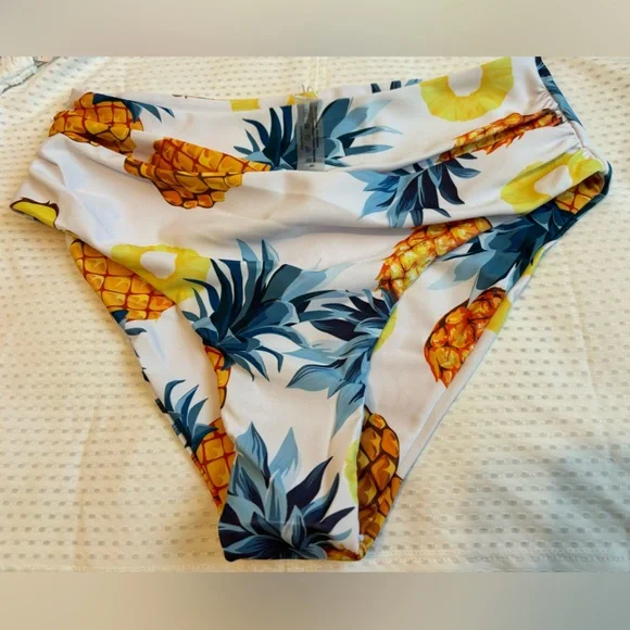 Swim Womens Reversible Pineapple Bikini Bottom Swimsuit Swimwear